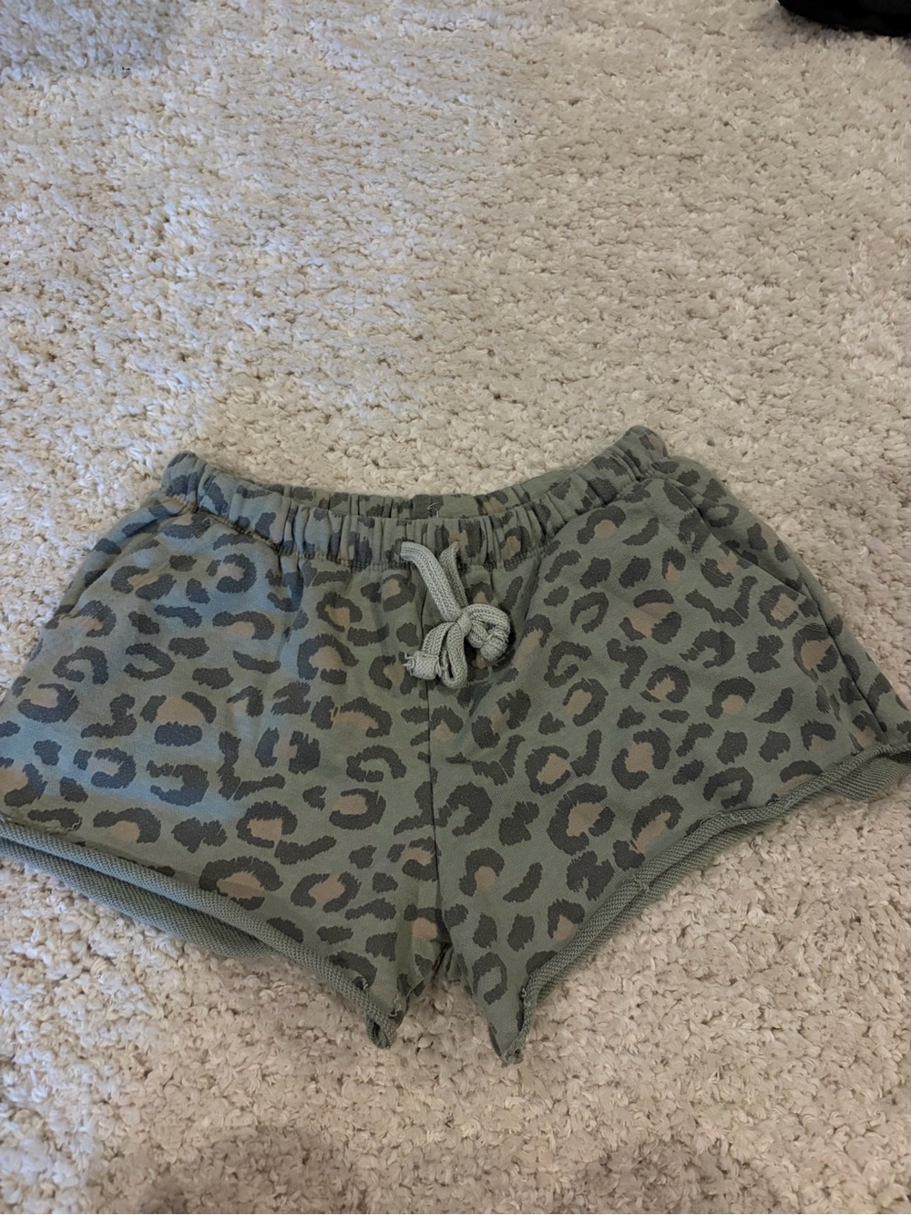 Leopard-Print Women's Lounge Shorts in Sage Green